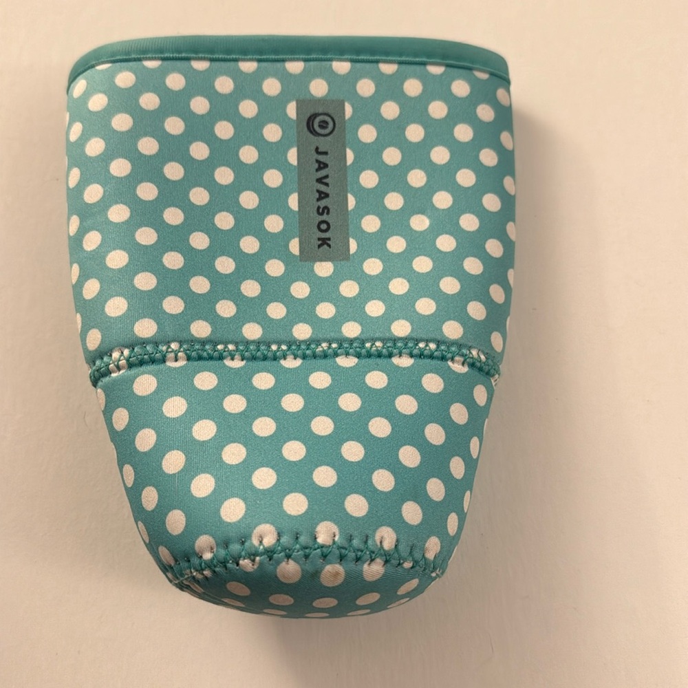 Javasok Teal polka dot Turquoise Koozie Drink Holder OC3